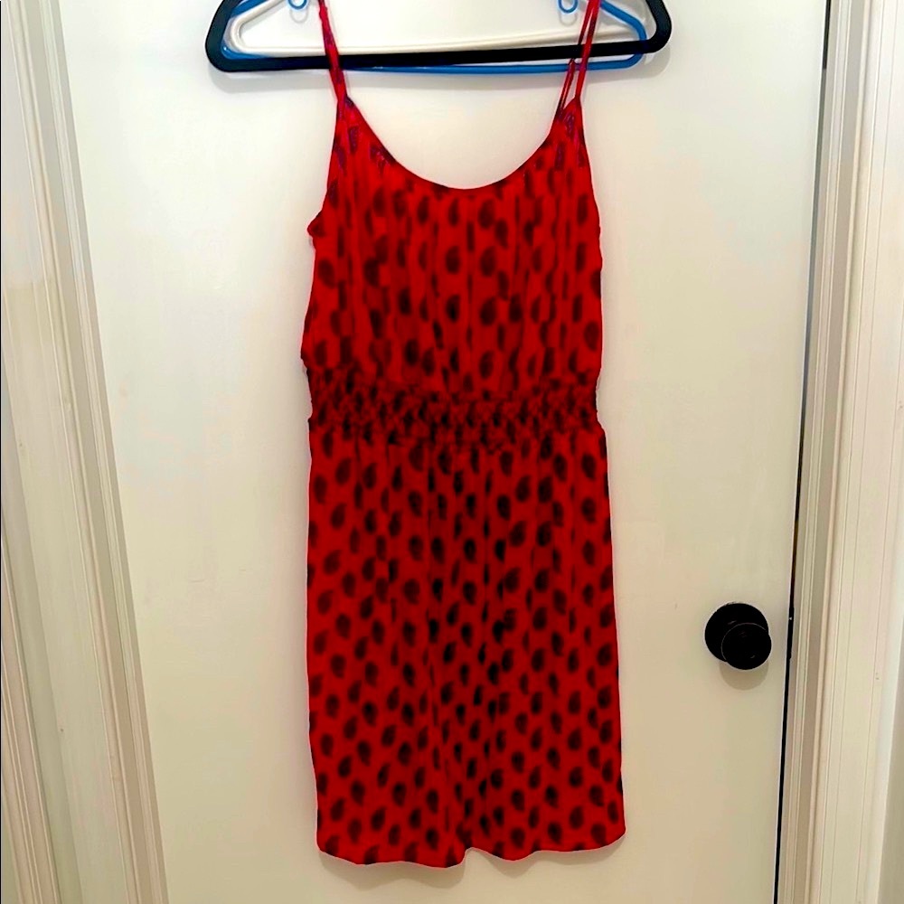 3/10 Red and Black dress with leaf pattern